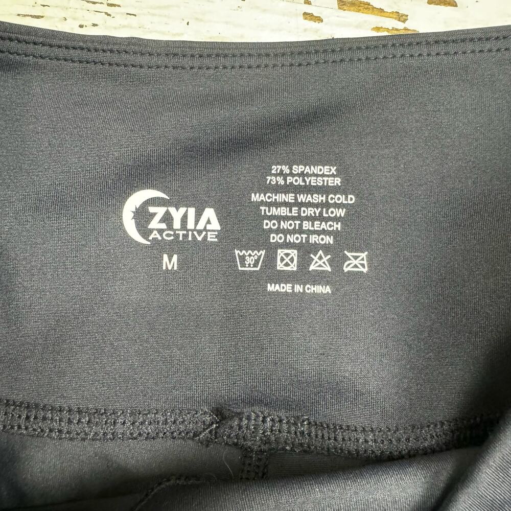 Zyia Active Black and Marble Color Block Leggings Athletic Pants Size Medium - Picture 3 of 9